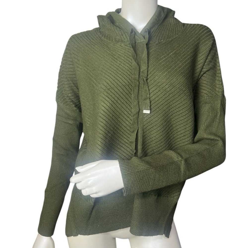 Stitchdrop Green combat Viscose blend Ribbed Long Sleeve Knit Sweater Hoodie